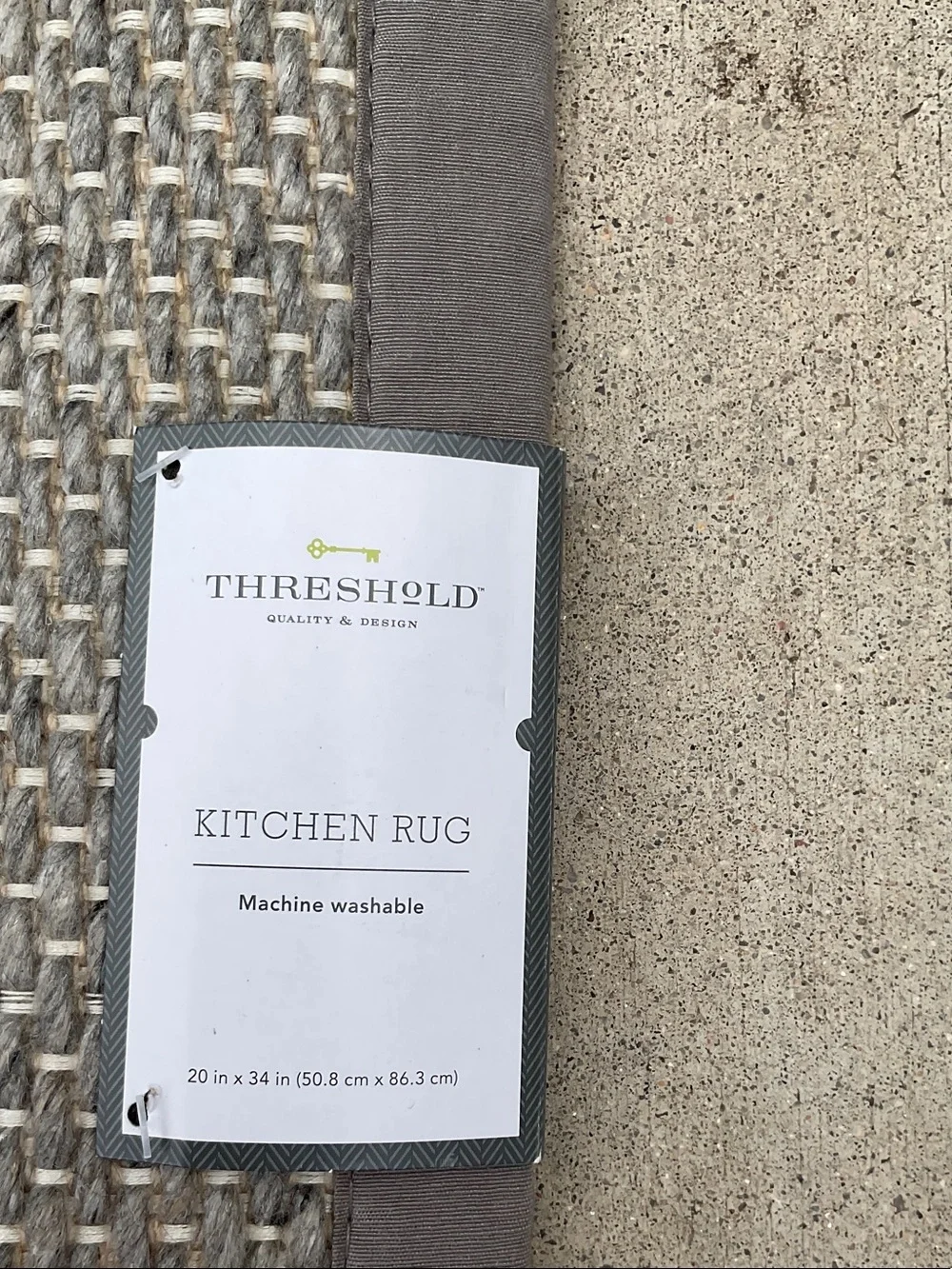 Threshold Neutral Gray and Beige Woven Kitchen Rug, 20X34 inches, NWT